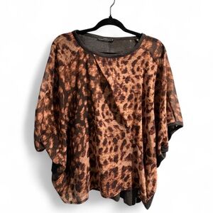 ZARA Leopard Print‎ Batwing/Dolman Sleeve Blouse Top